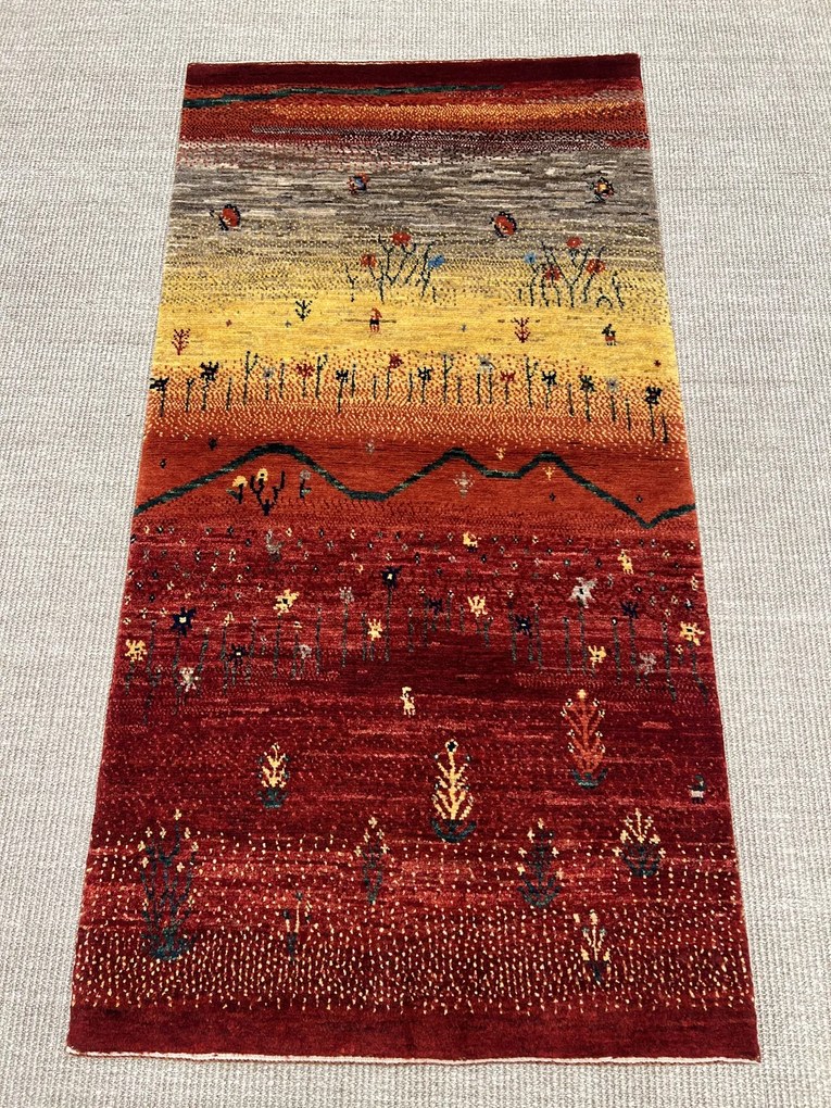 Loribaft Tappeto 80x150 Rosso (Iran) Annodato A Mano