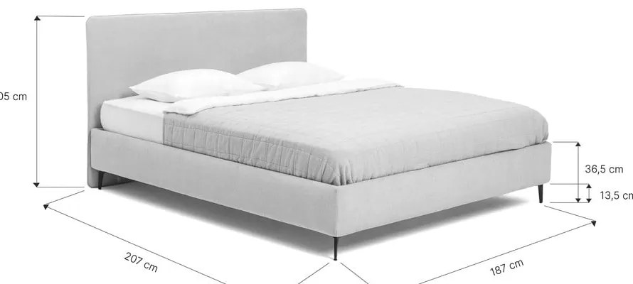 Letto matrimoniale imbottito grigio tortora con materasso incluso/con rete inclusa 180x200 cm Noira Slim – Bonami Selection