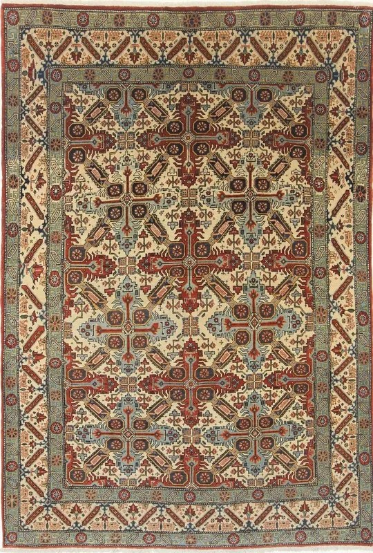Ghom Tappeto 200x140 Beige (Iran) Annodato A Mano