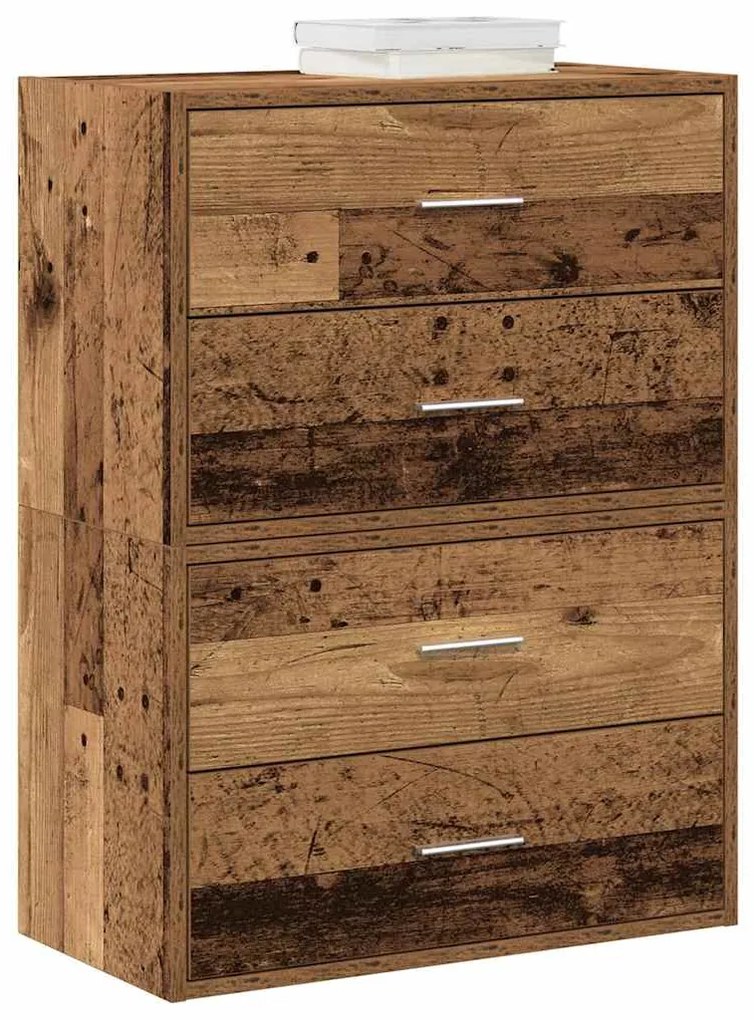 Armadi con 2 cassetti 2 pz legno antico 60x31x40 cm truciolato