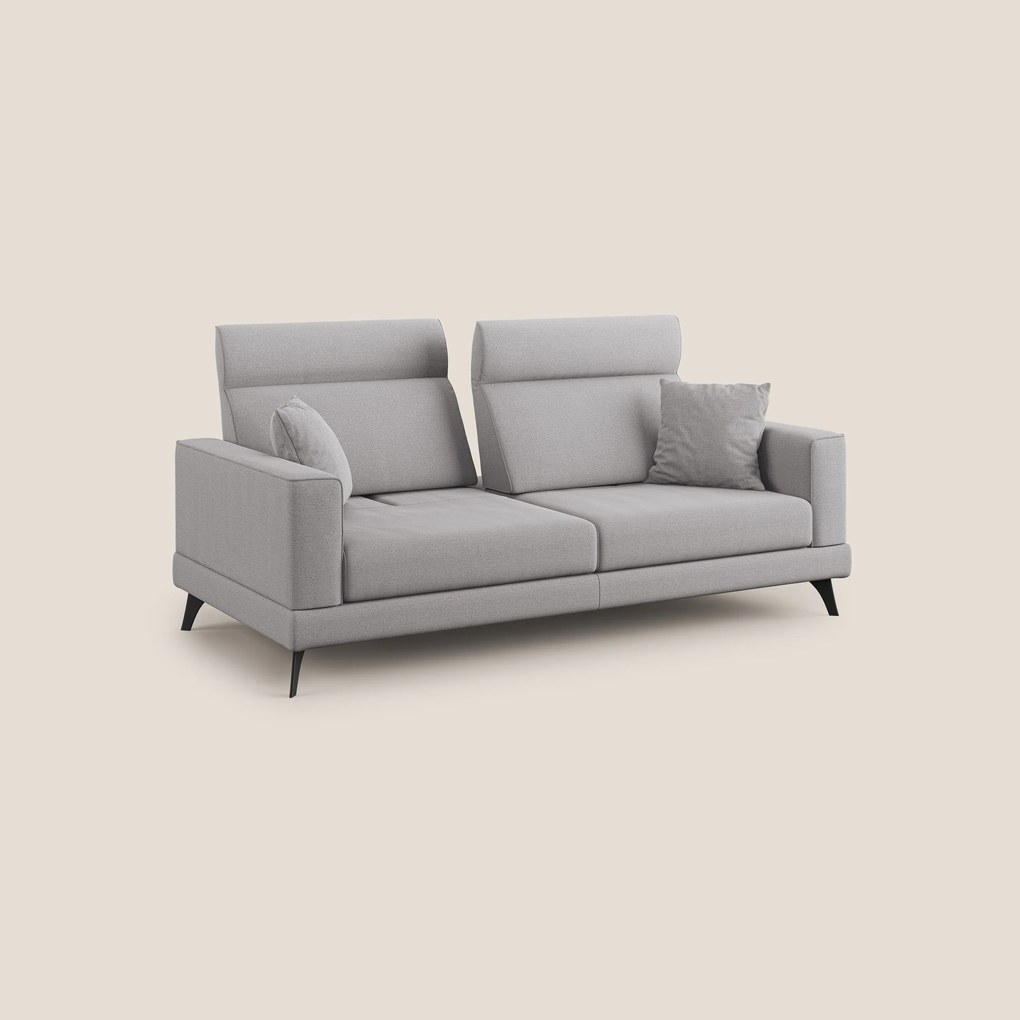 Slide Divano con schienali traslanti e poggiatesta in tessuto simil cotone impermeabile T19 grigio