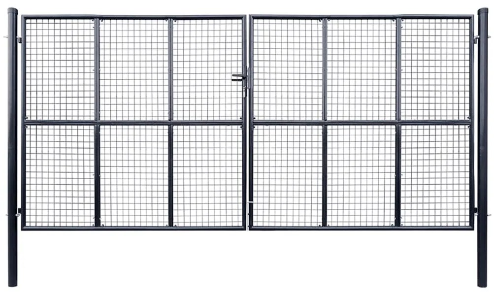 Cancello Per Giardino İn Acciaio Zincato Grigio 400x200 Cm /