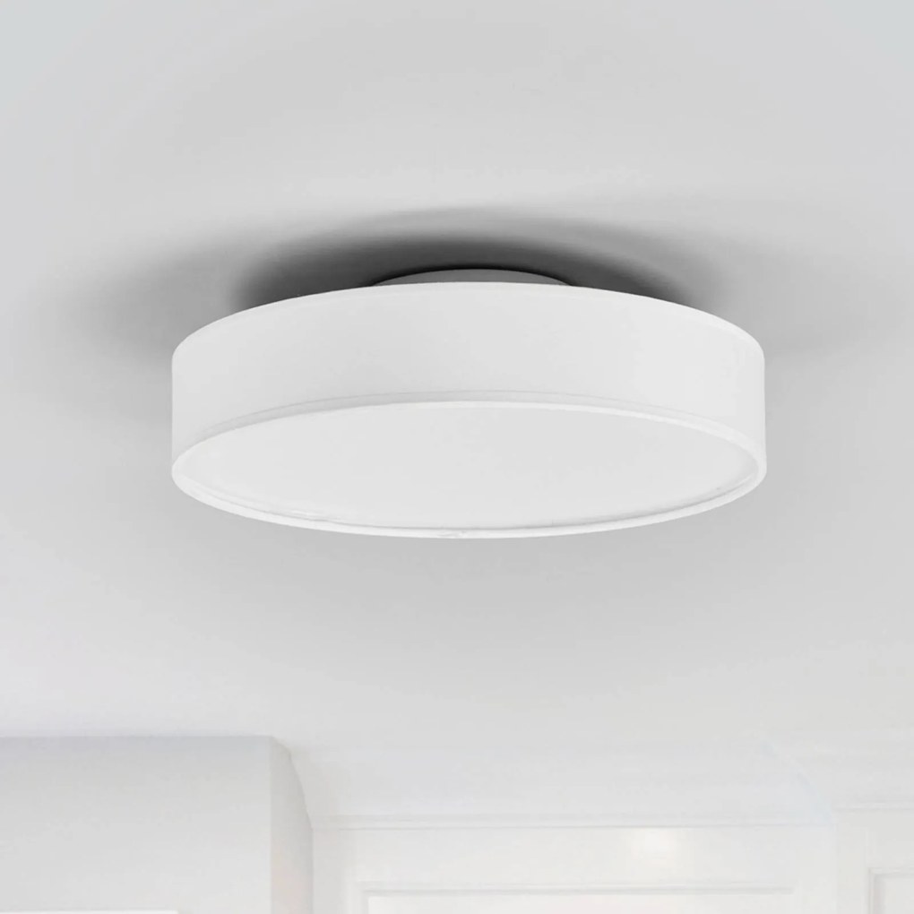 Plafoniera soffitto Saira Lindby, Bianco / Opale, Soggiorno / Sala da pranzo, Tessuto / Stoffa / Seta, Moderno, Plafoniera