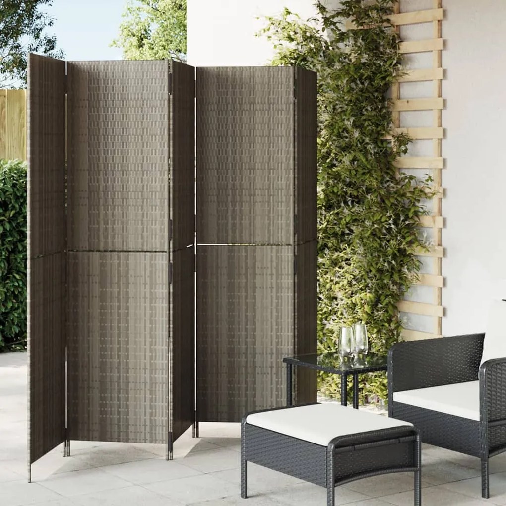 Divisorio Per Ambienti A 5 Pannelli Grigio İn Polyrattan /