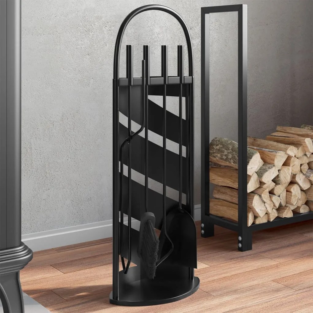 Set Attrezzi Per Caminetto 5 Pz 23x15x66 Cm İn Acciaio /