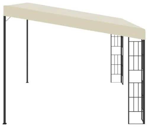 Gazebo a Parete 3x4 m Crema in Tessuto