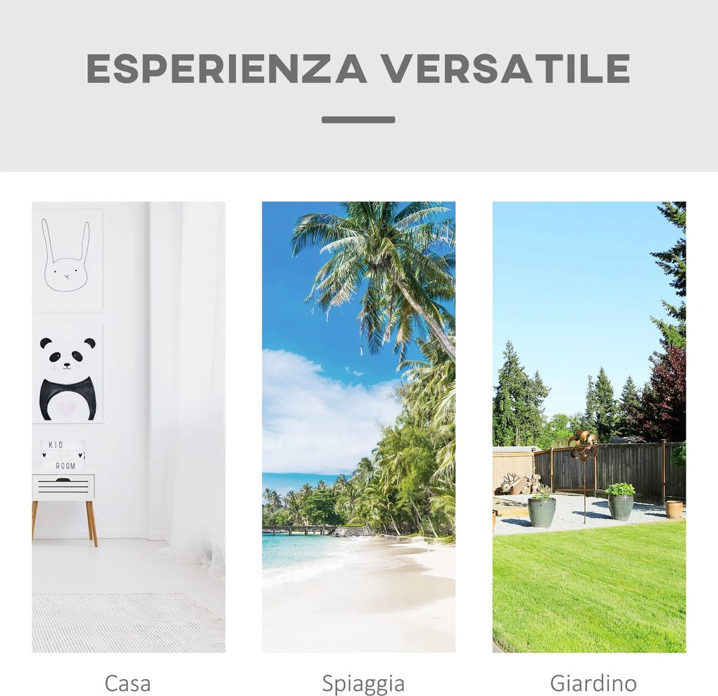 Amaca da Giardino Sospesa 288x150 cm in Tela con Frange Stile Boho Crema...