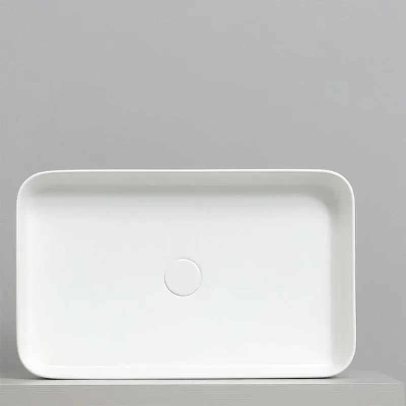 Lavabo da appoggio rettangolare 65 in ceramica bianco lucido Epsilon