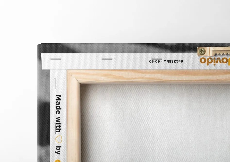 Quadro su tela – Rose e cuore in juta in bianco e nero