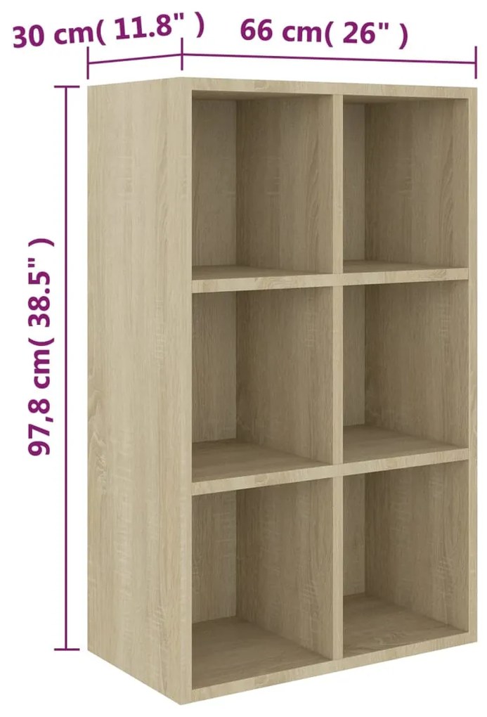 Libreria/Credenza Rovere Sonoma 66x30x98 cm Legno Multistrato