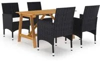 Set Mobili da Pranzo per Giardino 5 pz Nero cod mxl 49224