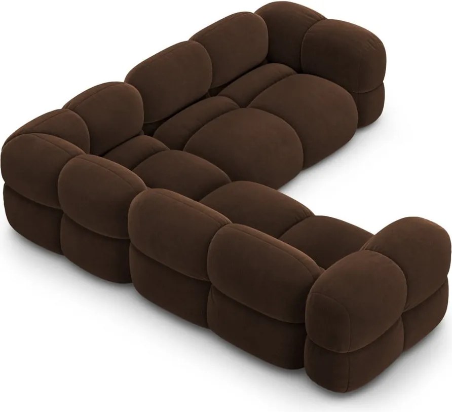 Divano angolare marrone scuro con rivestimento in velluto Loretto – Cosmopolitan Design