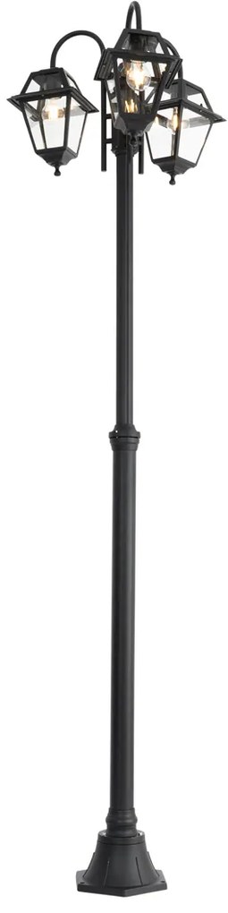 Lanterna da esterno classica nera 235 cm 3 luci IP44 - Berta