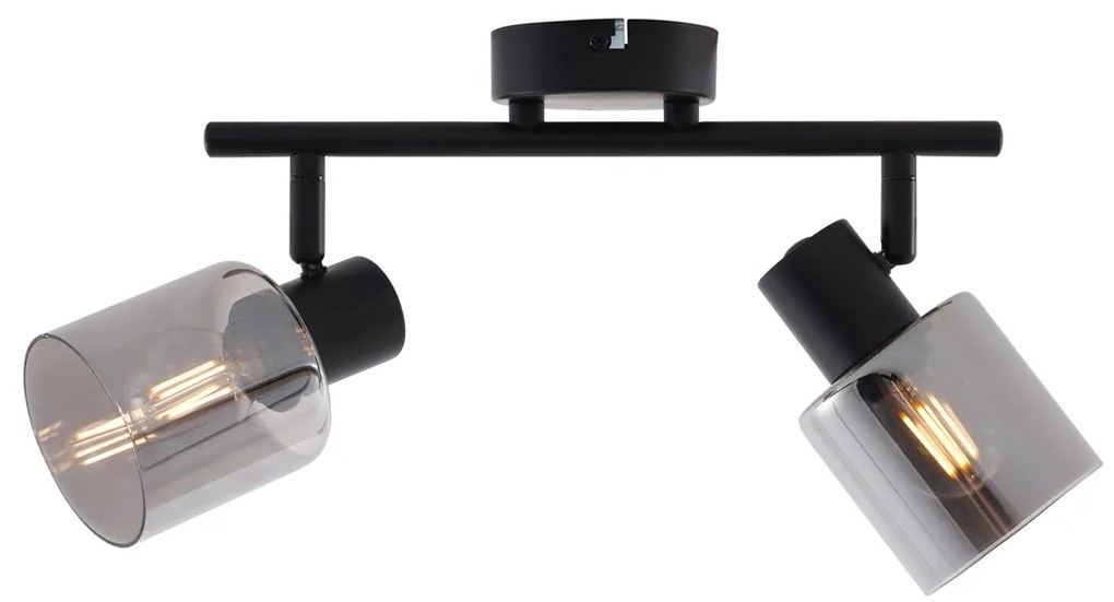 Plafoniera moderna nera con vetri fumé rotondi 2 luci - Cilin