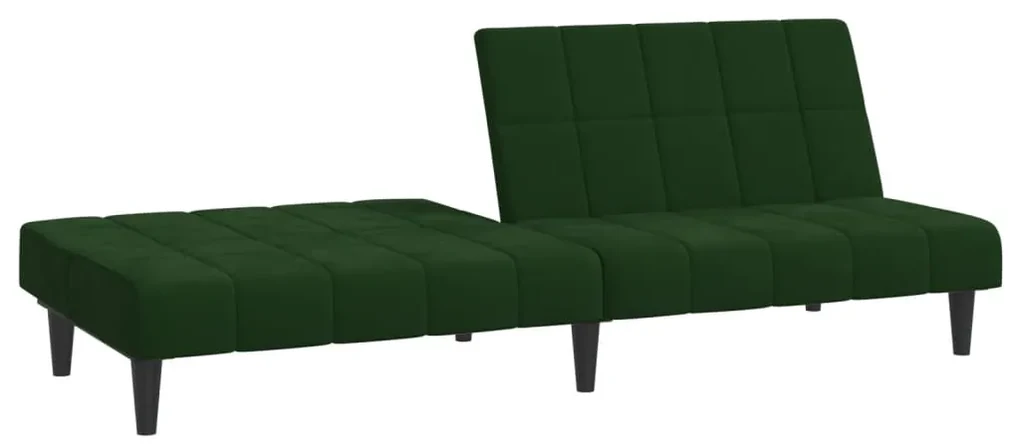 Divano letto a 2 posti verde scuro in velluto