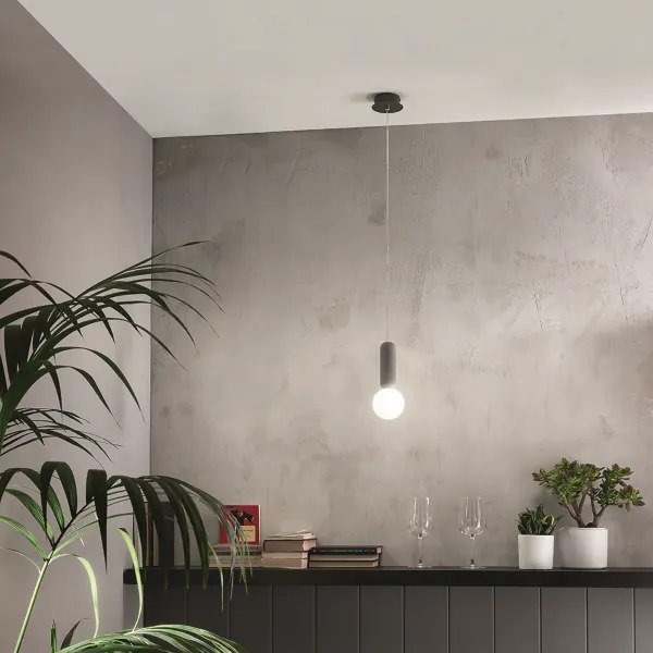 Lampada a sospensione ROCK in cemento e vetro soffiato D10 cm 1 Luce