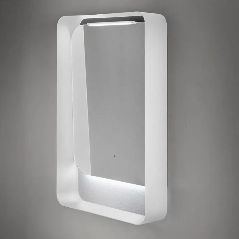 Specchio con illuminazione integrata bagno rettangolare DIVA ELMA L 70 x H 80 x P 12 cm bianco
