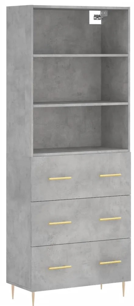 Credenza Grigio Cemento 69,5x34x180 cm in Legno Multistrato