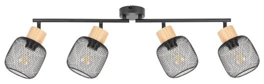 Brilagi - Faretto BASKLITE 4xE27/15W/230V legno di caucciù/nero