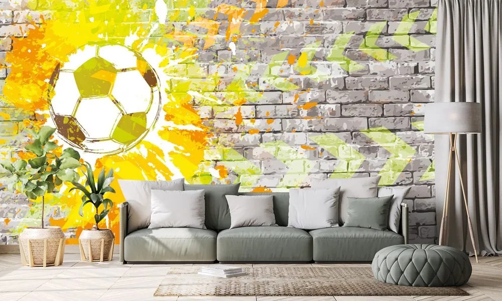 Carta da parati – Pallone da Calcio su Muro di Mattoni