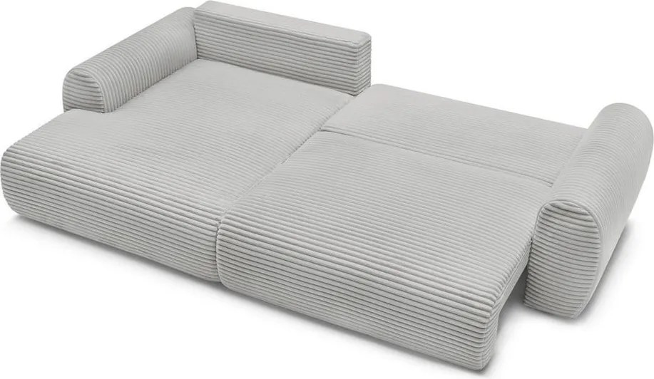 Divano angolare in grigio chiaro allungabile (con penisola a sinistra) con rivestimento in velluto a coste Lucien – Bobochic Paris