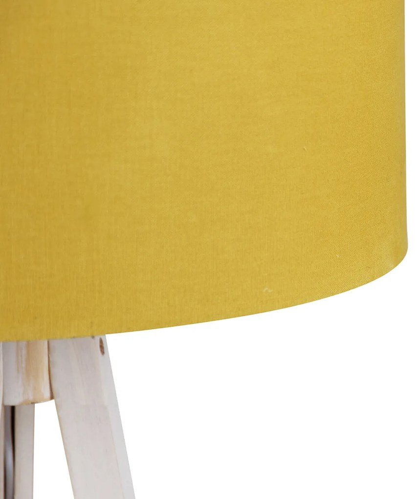 Lampada da terra treppiede bianca con paralume in tessuto giallo 50 cm - Tripod Classic