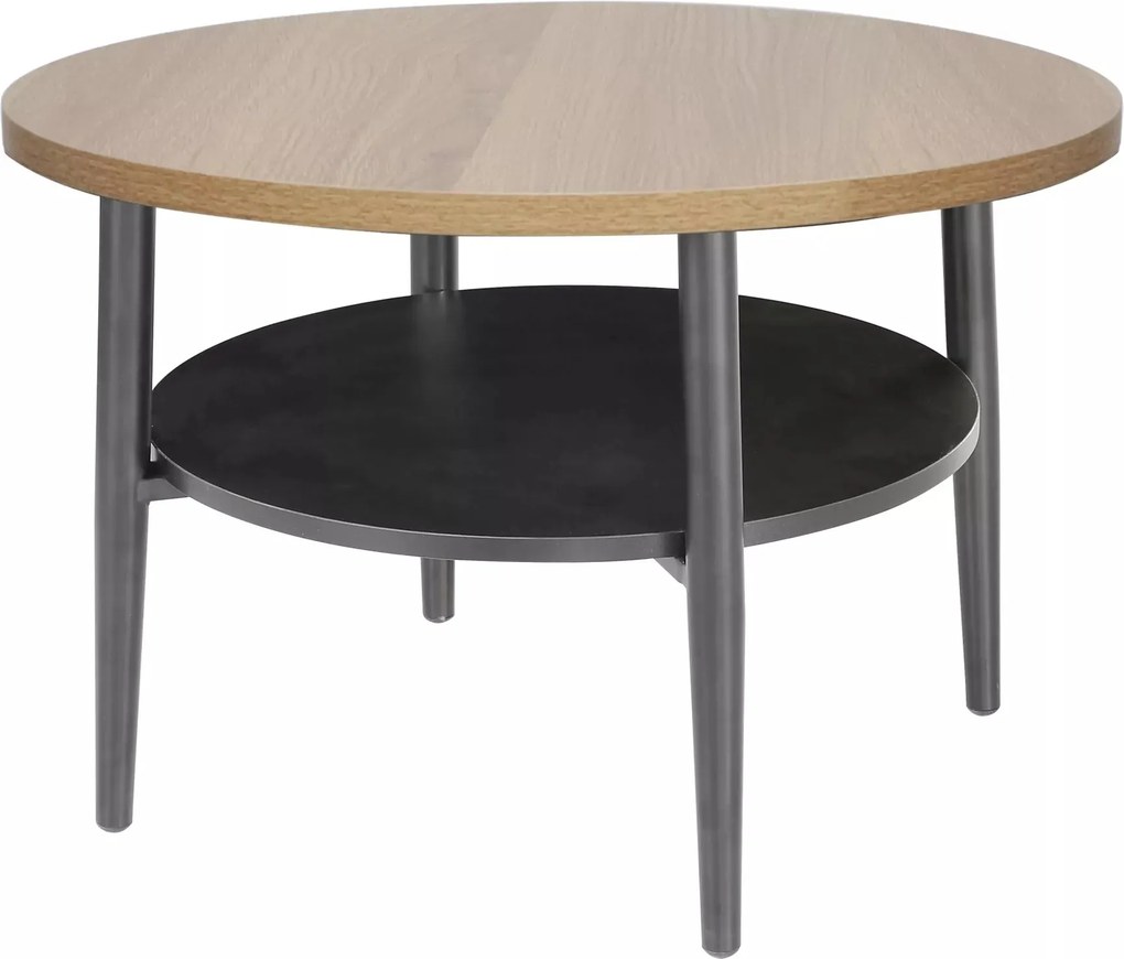 Tavolino rotondo Ella B rovere / nero opaco – Ø60 cm