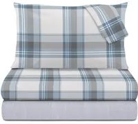 Completo letto matrimonale scozzese azzurro cotone Marvin