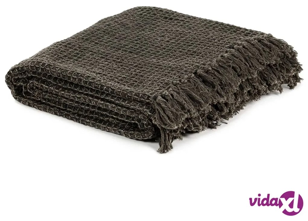 vidaXL Copriletto in Cotone 160x210 cm Antracite/Marrone