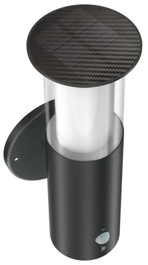 Applique Solare Nera in Acciaio, con Sensore di Movimento, IP54 Colore Bianco Naturale 4.000K
