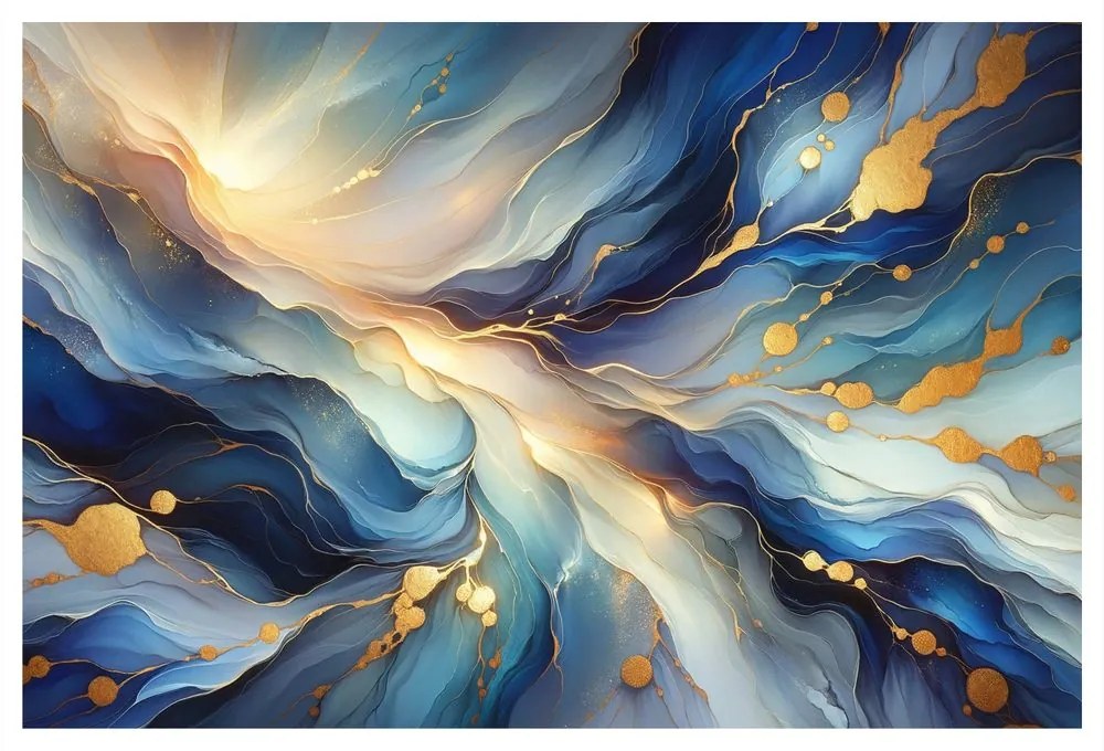 Quadro su tela – Flusso di luce blu e oro