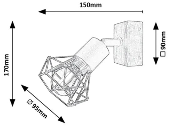 Rabalux 3137 - Faretto da parete ZEUS 1xE14/40W/230V rovere