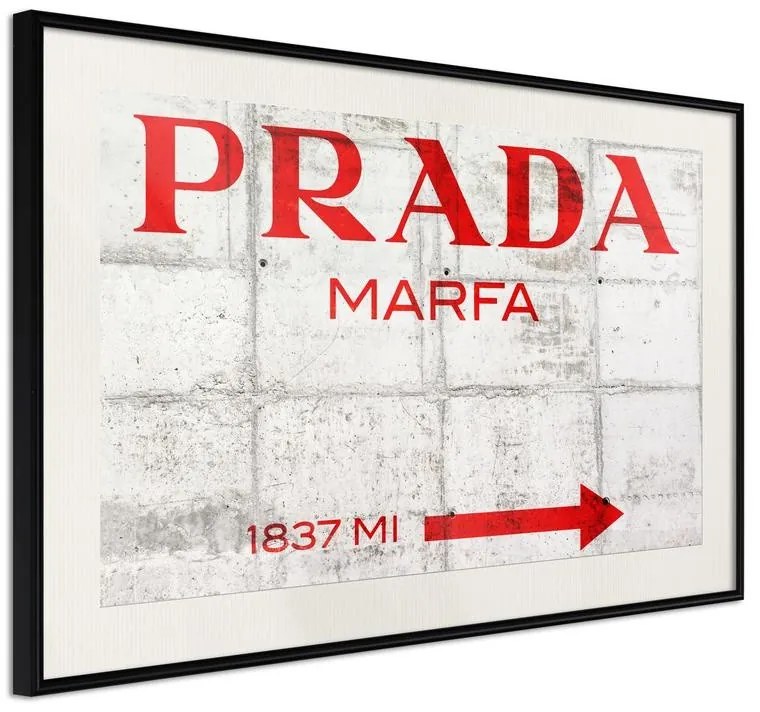 Poster  Prada (Red)  Cornice Quadri Cornice nera con pass-partout, Larghezza x Altezza Home decor 45x30