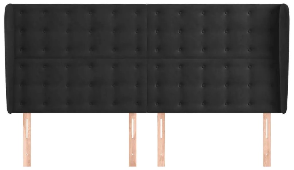 Testiera ad orecchio nera 183x23x118/128 cm in velluto