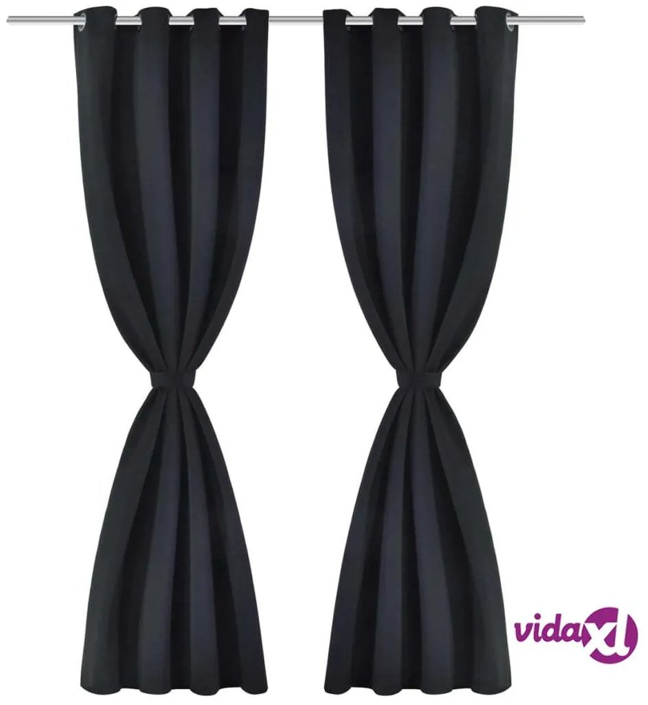 vidaXL 2 Pz Tende Oscuranti con Occhielli in Metallo 135x175 cm Nere