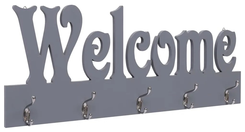 Appendiabiti A Muro Welcome Grigio 74x29,5 Cm /