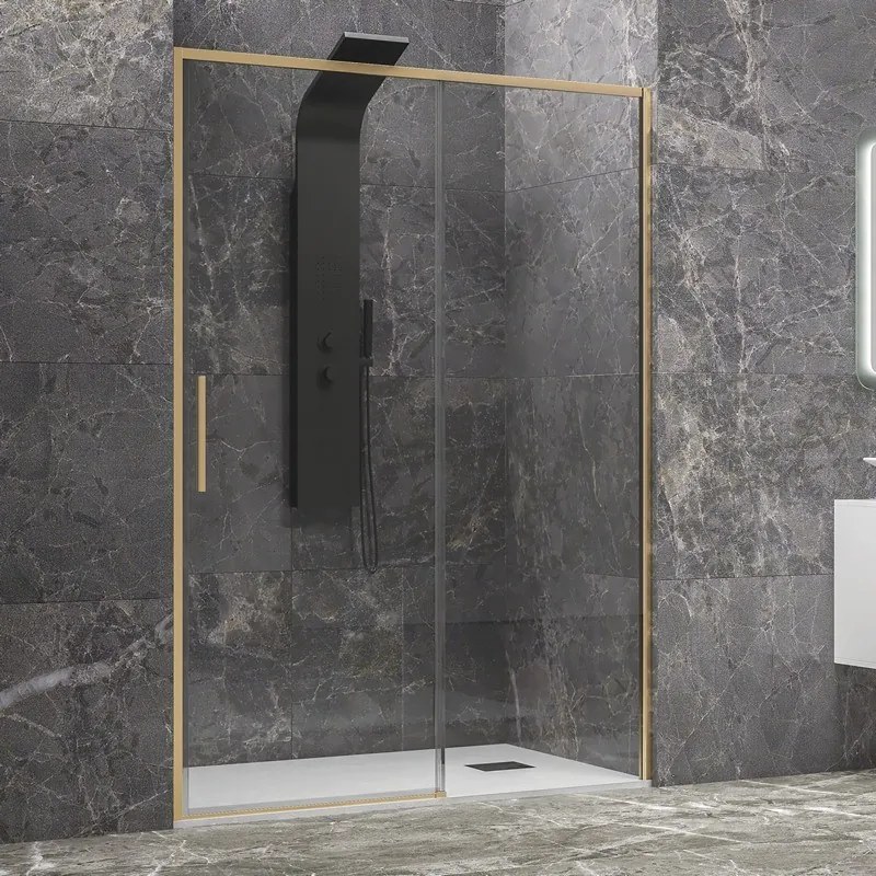 Porta doccia 130 cm oro spazzolato altezza 200h | KLA4000G - KAMALU