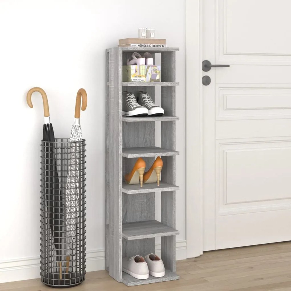 Scarpiera Grigio Sonoma 27,5x27x102 Cm İn Legno Multistrato /