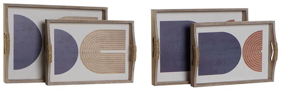 Vassoio DKD Home Decor Legno MDF (2 pezzi) (40 x 30 x 6 cm)