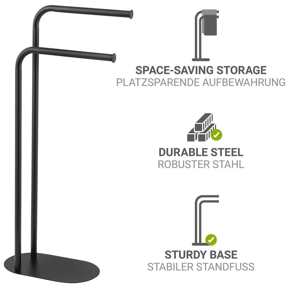 Stand portasciugamani nero in acciaio Levante – Wenko