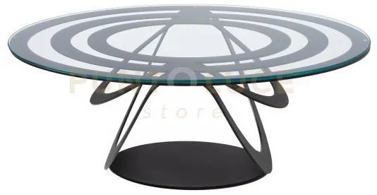 Tavolino in ferro e vetro optical ovale nero