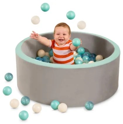 B-Toys - Piscina a secco per bambini con palline diametro 89 cm grigio/turchese