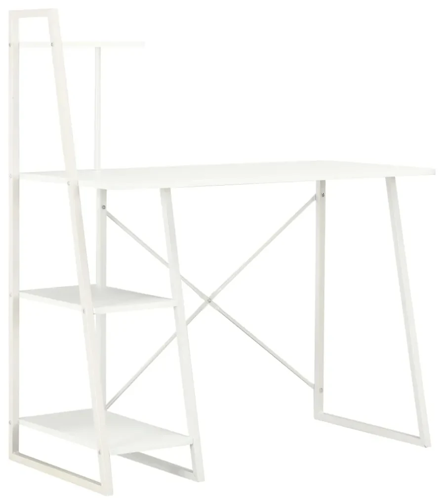 Scrivania con mensole bianca 102x50x117 cm
