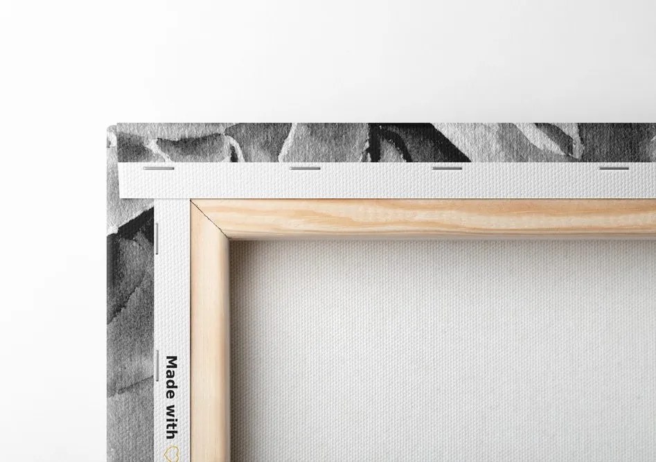 Quadro su tela – Peonie in bianco e nero