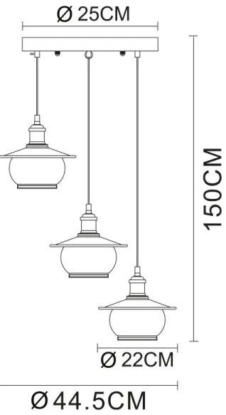 Globo 69030-3H - Lampada a sospensione 3xE27/60W