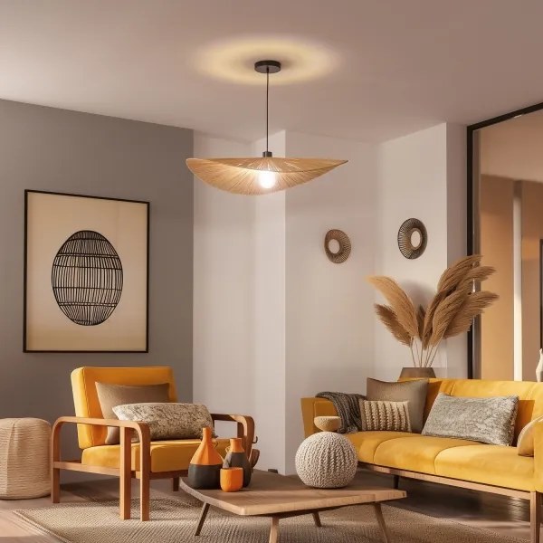 Brilagi - Lampadario LED su cavo CERIA BOHO 1xE27/40W/230V Ø 80 cm, in rafia