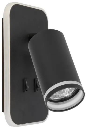 Applique LED da parete PIPE 1xGU10/10W/230V + LED/6W nero