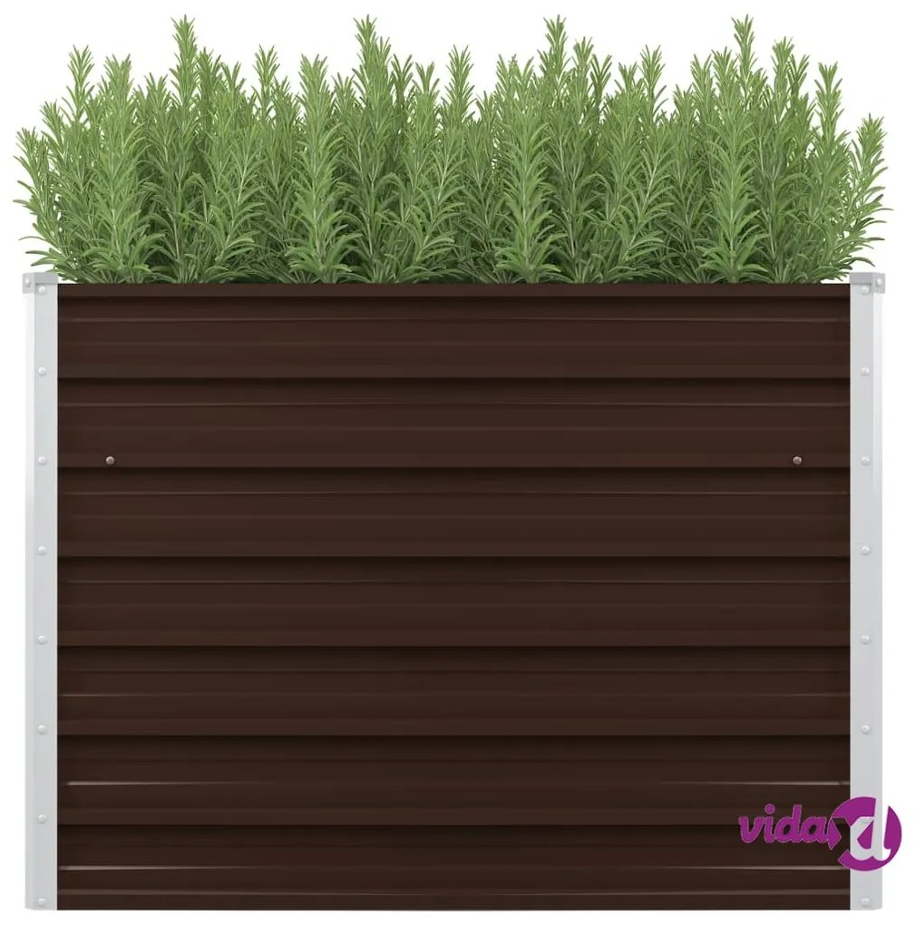 vidaXL Letto Rialzato Giardino Marrone 100x40x77 cm in Acciaio Zincato