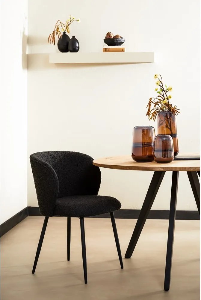 Sedia da pranzo nera in imbottito Elyna – Light &amp; Living