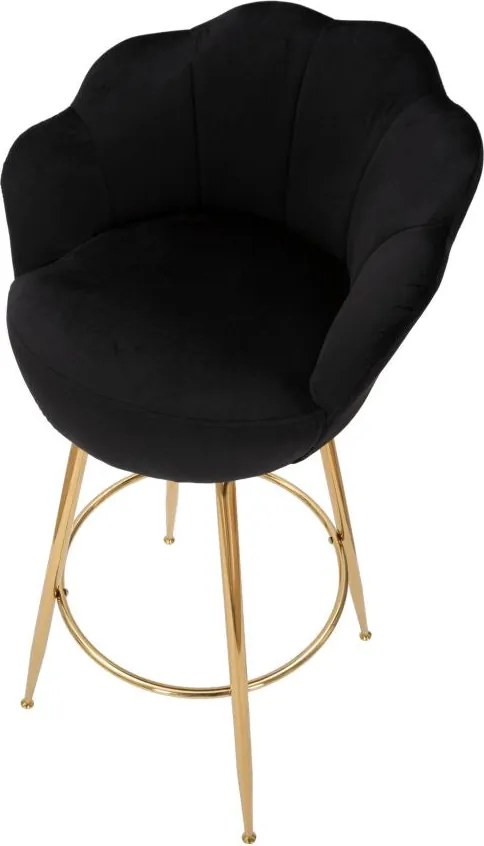 Sgabello Bar Vienna Nero 55x53x110 cm Spugna e Tessuto e Metallo Nero e Oro...